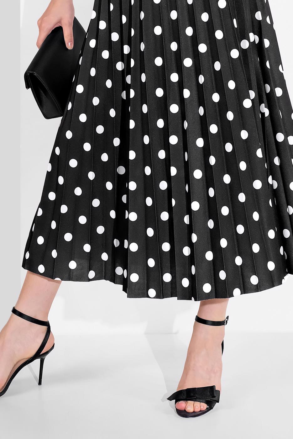 Tesettür giyim SİYAH PUANTİYE DESENLİ ETEK 9161