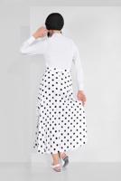 Tesettür giyim KREM PUANTİYE DESENLİ ETEK 9161