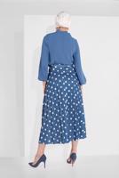 Tesettür giyim LACİVERT PUANTİYE DESENLİ ETEK 9161