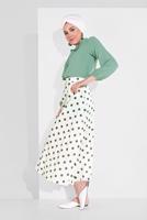 Tesettür giyim KREM PUANTİYE DESENLİ ETEK 9161