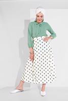 Tesettür giyim KREM PUANTİYE DESENLİ ETEK 9161