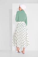 Tesettür giyim KREM PUANTİYE DESENLİ ETEK 9161