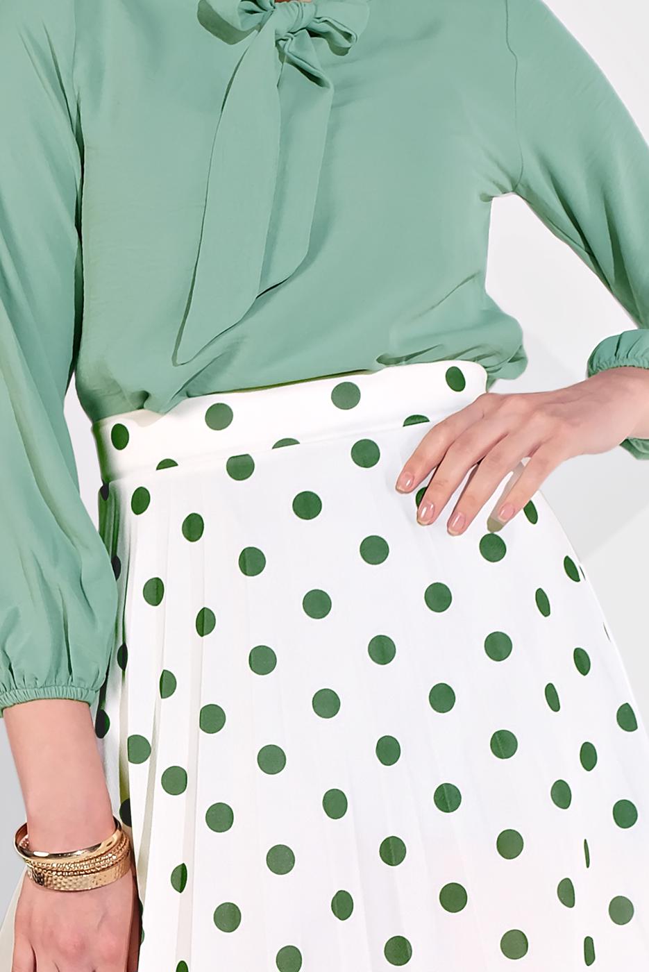 Tesettür giyim KREM PUANTİYE DESENLİ ETEK 9161