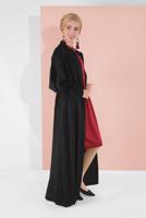 Tesettür giyim SİYAH BOYDAN DÜĞMELİ KUŞAKLI FERACE 01206 