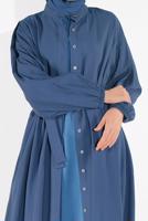 Tesettür giyim LACİVERT BOYDAN DÜĞMELİ KUŞAKLI FERACE 01206 