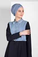 Vêtements hijab BLEU MARINE MANTEAU EN COTON 03206