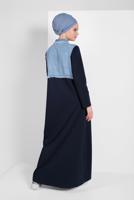 Vêtements hijab BLEU MARINE MANTEAU EN COTON 03206