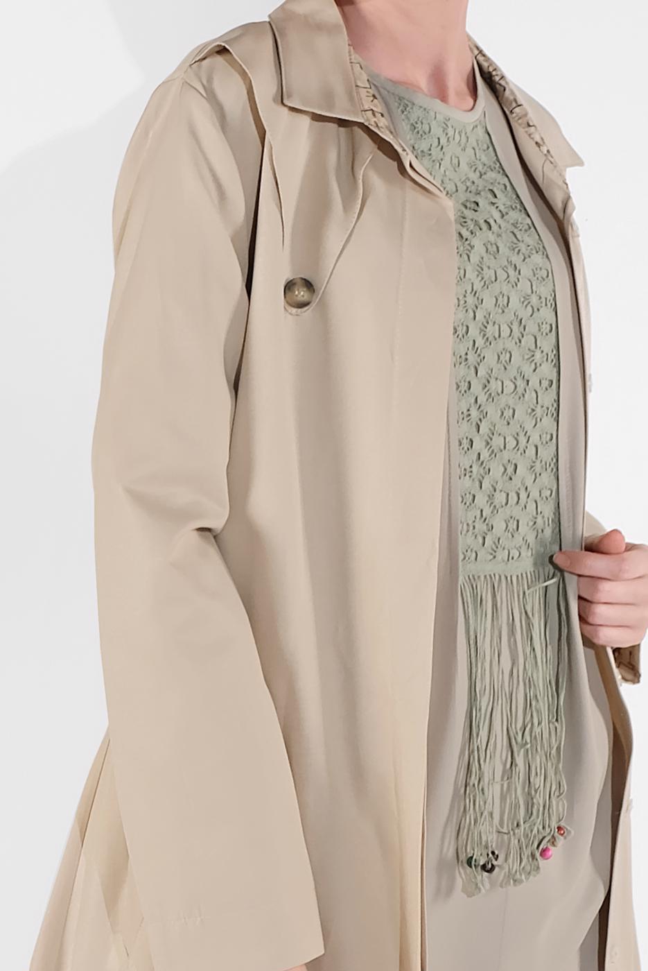 Tesettür giyim BEJ KUŞAKLI FERACE 09106