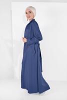 Vêtements hijab BLEU MARINE PARDESSUS AVEC CEINTURE 09106 
