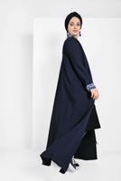 Tesettür giyim LACİVERT PAMUKLU FERMUARLI FERACE 13206