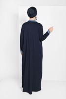 Tesettür giyim LACİVERT PAMUKLU FERMUARLI FERACE 13206