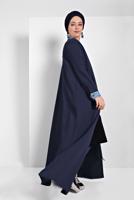 Vêtements hijab BLEU MARINE UN MANTEAU PLEINE LONGEUR EN COTON AVEC D&prime;UNE FERMETURE ÉCLAIR 13206