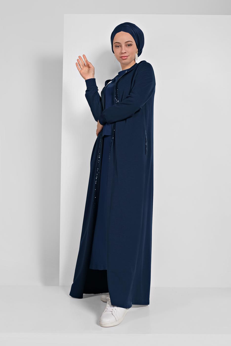 Vêtements hijab BLEU MARINE PARDESSUS À SEQUINS 20206 