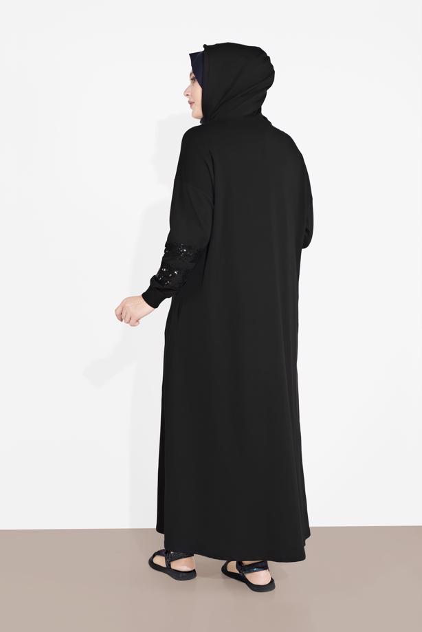 Hijab clothing BLACK SEQUINNED TOPCOAT 78106 - TRENDTESETTÜR