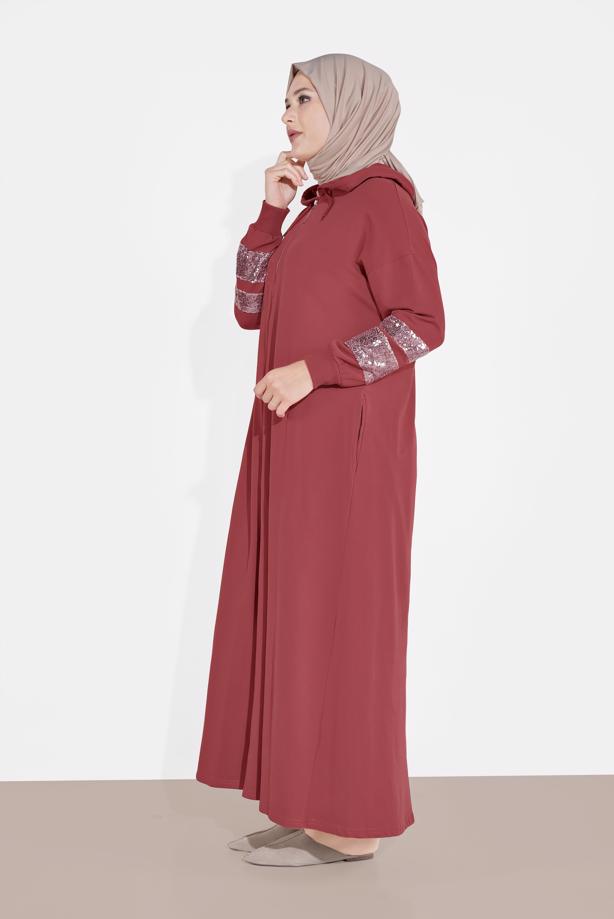 Hijab clothing BROWN SEQUINNED TOPCOAT 78106 - TRENDTESETTÜR