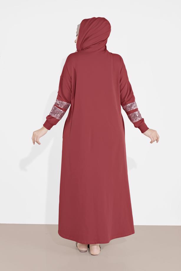 Hijab clothing BROWN SEQUINNED TOPCOAT 78106 - TRENDTESETTÜR