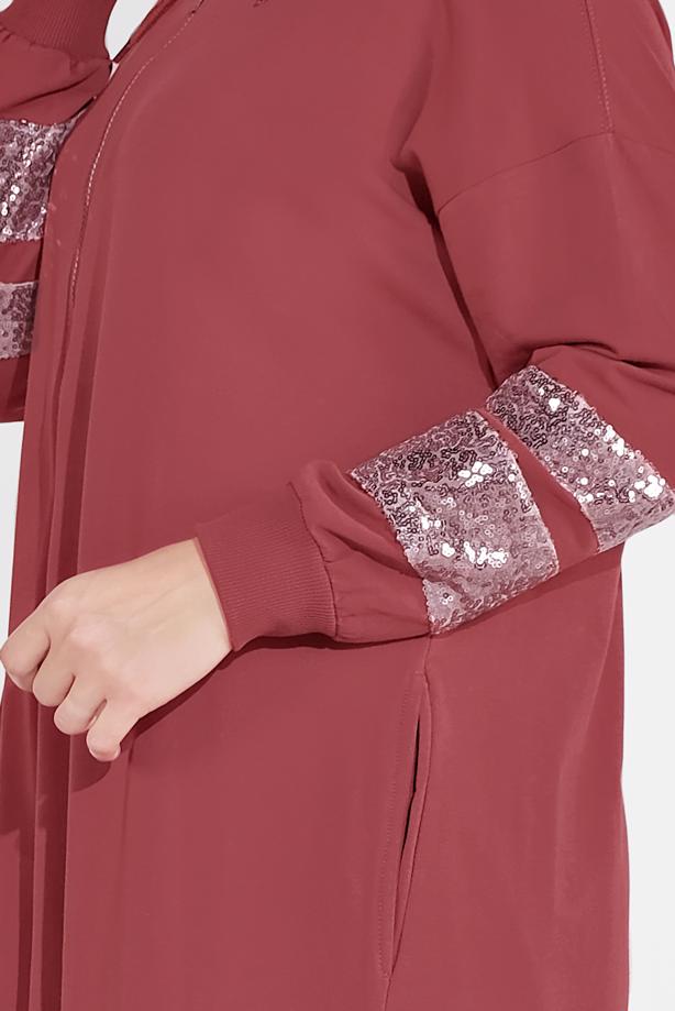 Hijab clothing BROWN SEQUINNED TOPCOAT 78106 - TRENDTESETTÜR