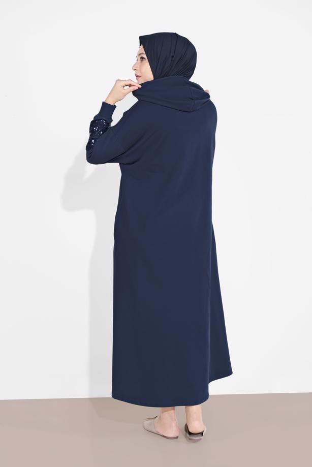 Hijab clothing NAVY BLUE SEQUINNED TOPCOAT 78106 - TRENDTESETTÜR