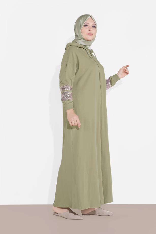 Hijab clothing GREEN SEQUINNED TOPCOAT 78106 - TRENDTESETTÜR