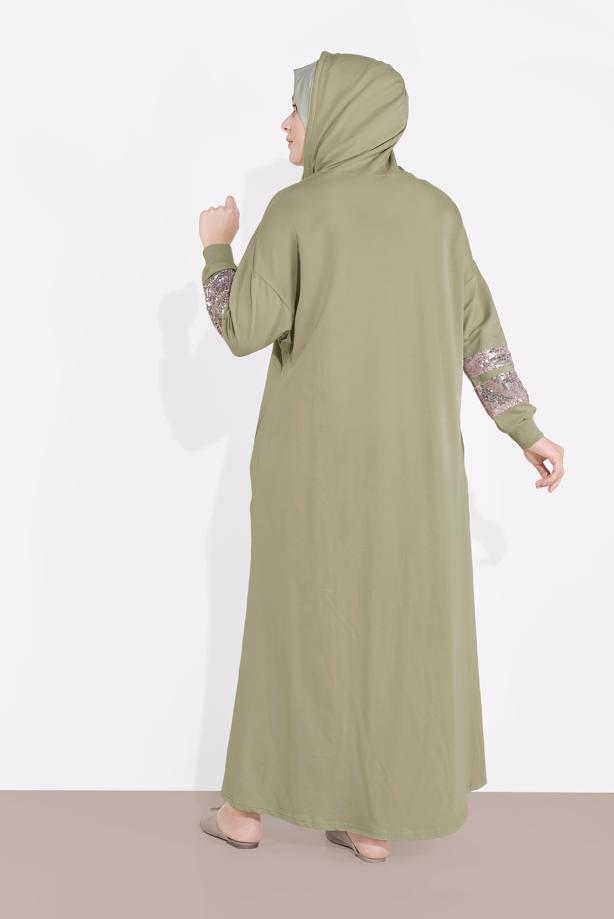Hijab clothing GREEN SEQUINNED TOPCOAT 78106 - TRENDTESETTÜR