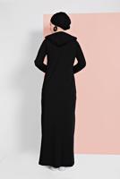 Tesettür giyim SİYAH KAPÜŞONLU BOYDAN FERMUARLI EŞOFMAN FERACE  0019 