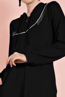 Tesettür giyim SİYAH KAPÜŞONLU BOYDAN FERMUARLI EŞOFMAN FERACE  0019 