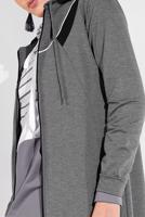 Tesettür giyim GRİ KAPÜŞONLU BOYDAN FERMUARLI EŞOFMAN FERACE  0019 