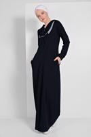 Tesettür giyim LACİVERT KAPÜŞONLU BOYDAN FERMUARLI EŞOFMAN FERACE  0019 