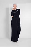 Tesettür giyim LACİVERT KAPÜŞONLU BOYDAN FERMUARLI EŞOFMAN FERACE  0019 