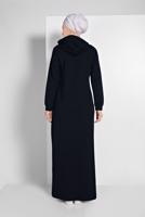 Tesettür giyim LACİVERT KAPÜŞONLU BOYDAN FERMUARLI EŞOFMAN FERACE  0019 