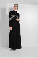 Tesettür giyim SİYAH BOYDAN FERMUARLI SPOR FERACE 3519