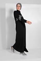 Tesettür giyim SİYAH BOYDAN FERMUARLI SPOR FERACE 3519