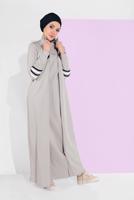 Tesettür giyim GRİ BOYDAN FERMUARLI SPOR FERACE 3519