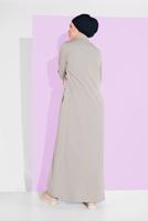 Tesettür giyim GRİ BOYDAN FERMUARLI SPOR FERACE 3519