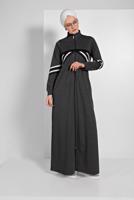 Tesettür giyim GRİ BOYDAN FERMUARLI SPOR FERACE 3519