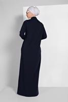 Tesettür giyim LACİVERT ÖNÜ NAKIŞ DETAYLI FERMUARLI SPOR FERACE 5019