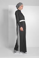 Tesettür giyim GRİ ÇİZGİ DETAYLI FERMUARLI SPOR FERACE 5119 