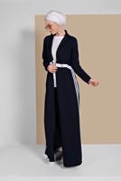 Tesettür giyim LACİVERT ÇİZGİ DETAYLI FERMUARLI SPOR FERACE 5119 