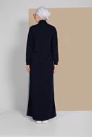 Tesettür giyim LACİVERT ÇİZGİ DETAYLI FERMUARLI SPOR FERACE 5119 