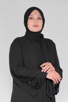 Tesettür giyim SİYAH ALVİNA GÜPÜR DETAYLI FERACE 80001 