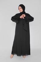 Tesettür giyim SİYAH ALVİNA GÜPÜR DETAYLI FERACE 80001 