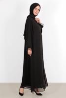Tesettür giyim SİYAH ALVİNA BONCUK DETAYLI FERACE 80002 