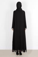 Tesettür giyim SİYAH ALVİNA BONCUK DETAYLI FERACE 80002 
