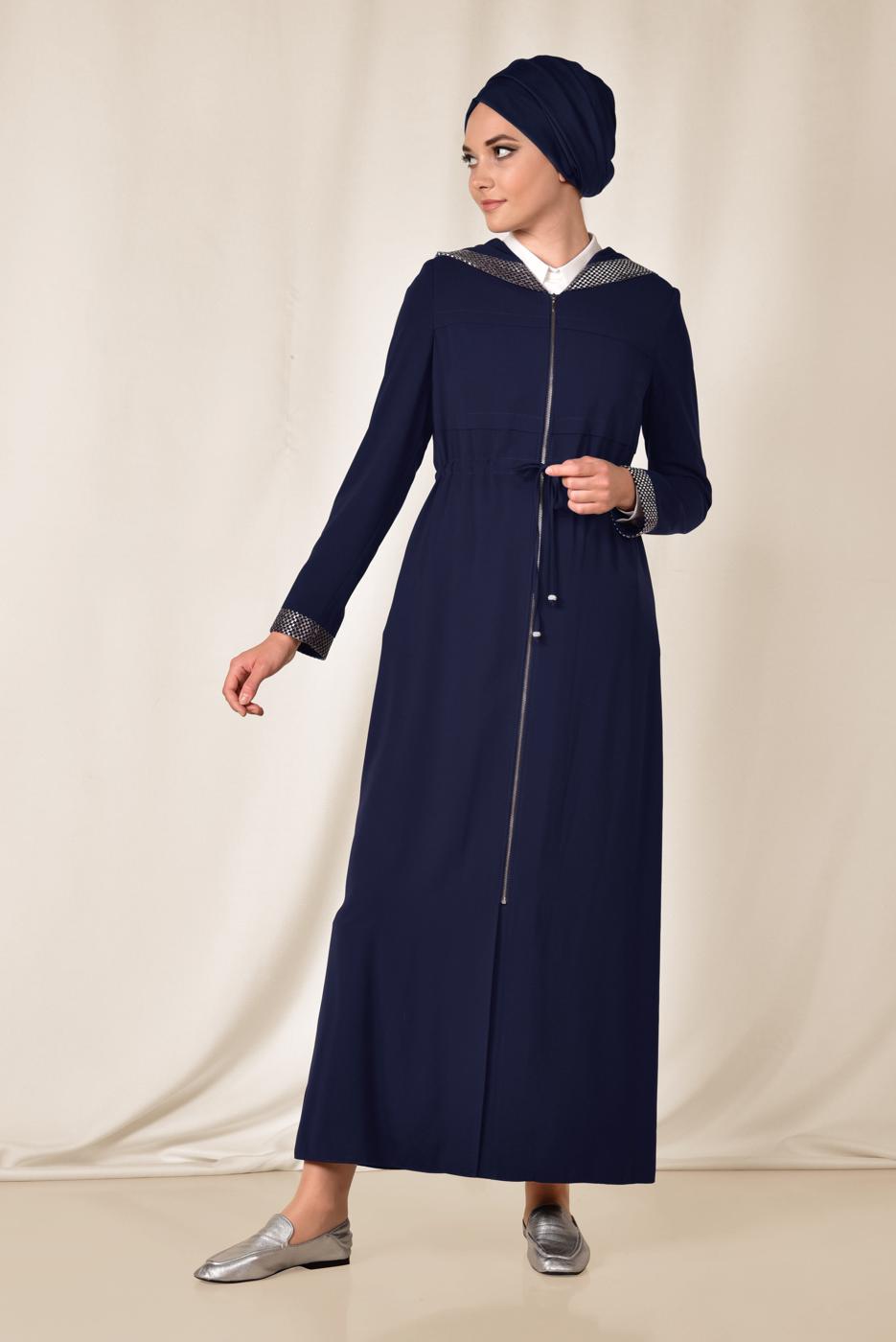 Vêtements hijab BLEU MARINE ALVINA PARDESSUS À CAPUCHE 8310 
