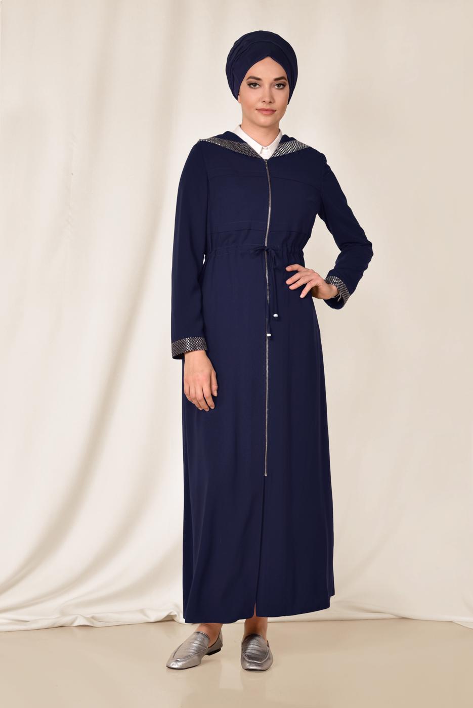 Vêtements hijab BLEU MARINE ALVINA PARDESSUS À CAPUCHE 8310 