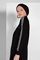 Tesettür giyim SİYAH FERMUARLI FERACE 8519