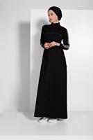 Tesettür giyim SİYAH FERMUARLI FERACE 8519