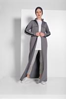 Tesettür giyim GRİ FERMUARLI FERACE 8519