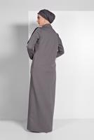 Tesettür giyim GRİ FERMUARLI FERACE 8519