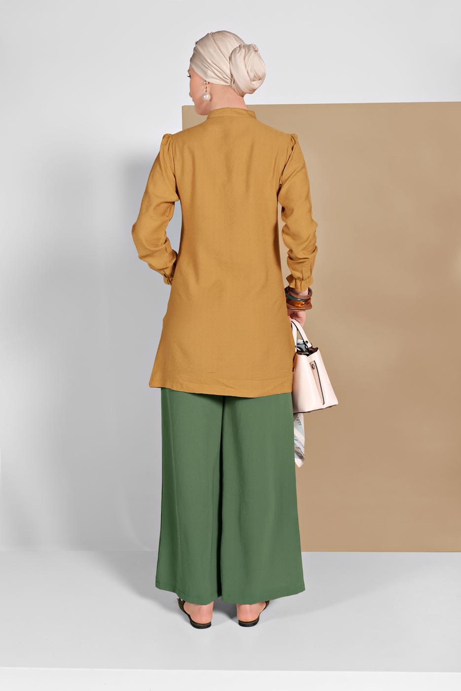 Tesettür giyim YEŞİL GENİŞ PAÇA PANTOLON 00200